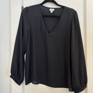 J. Crew Black V-Neck Blouse